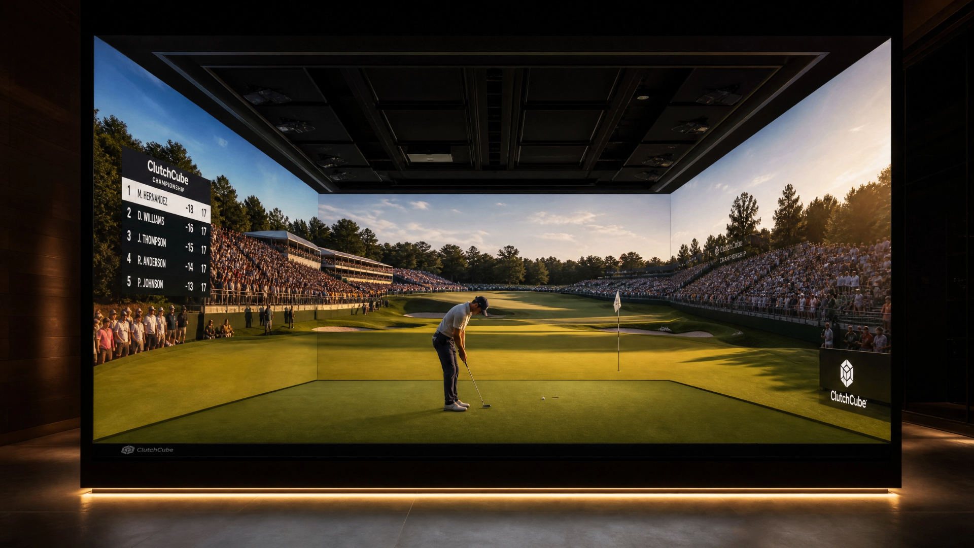 Sink the championship putt on the 18th green at sunset.